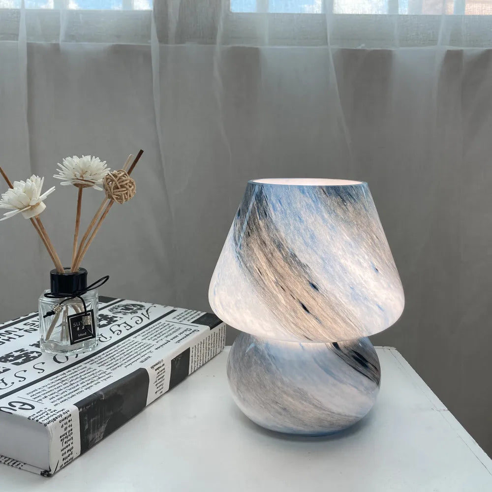 Ins Medieval Style Handmade Glass Mushroom Table Lamp Planet Bedroom Creative Bedside Earth Moon Mars Night Lamp Drop Shipping