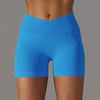 Women's sporty shorts with cross-waistband, yoga shorts, for gym workout, running, hip-enhancing,high-waisted yoga shorts.