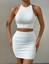 Summer new sexy hip bag set sleeveless hanging neck strapless fashion temperament women's vest set