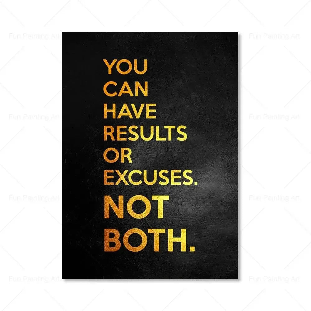 Motivational Quote Art Posters for Wall Black Golden Letters Inspiring Canvas Painting Wall Art Picture Office Living Room Decor