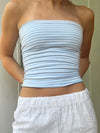 Women Cropped Tube Tops Strapless Off Shoulder Backless Short Tank Summer Party Club Striped/Solid Mini Vest 2024 New