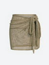 Women's Knitted Short Skirt with Hollow Straps and Slit, Sexy Beach Coverup Shirt for Summer