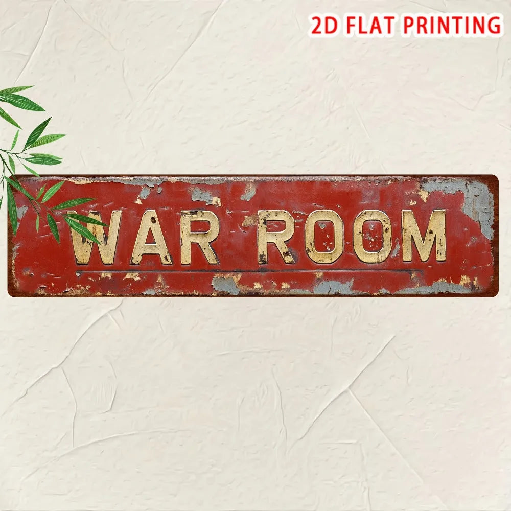 Retro War Room Metal Tin Sign - 4x16" 2D Flat Novelty Decor, Bar Garage Farmhouse Wall Art
