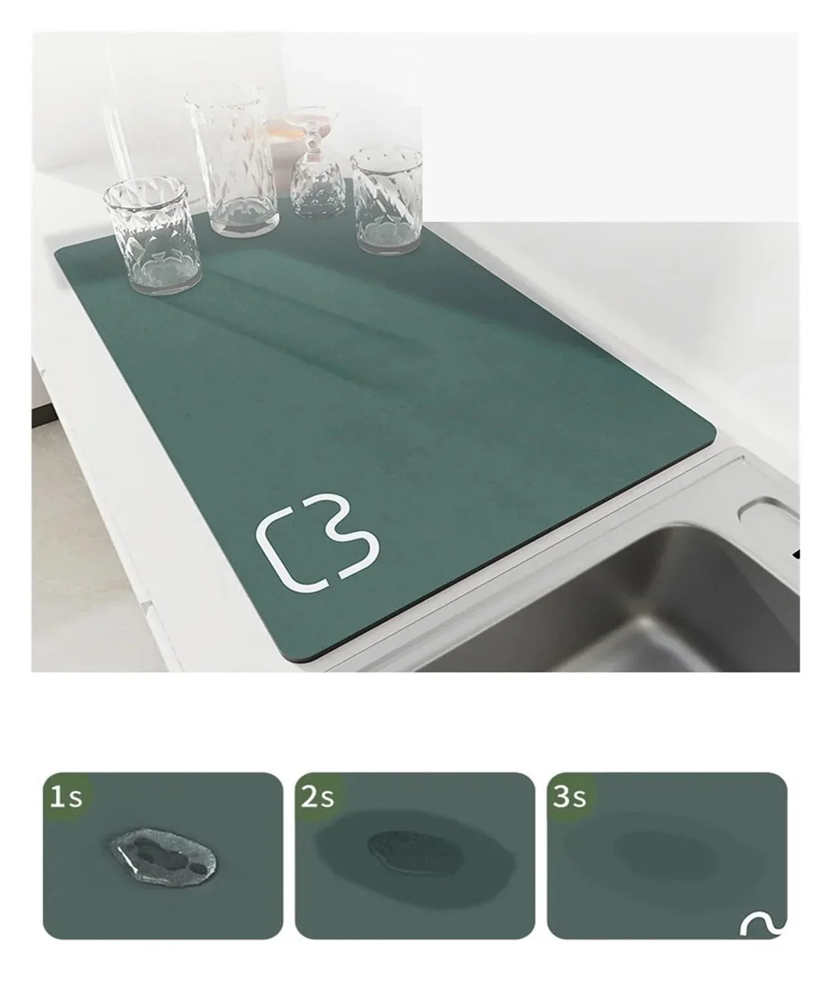 VIKAMA Kitchen Dish Drying Mat Quick-Drying Coffee Drainage Mat Tableware Drainage Mat Tableware Placemat Carpet Home Decor
