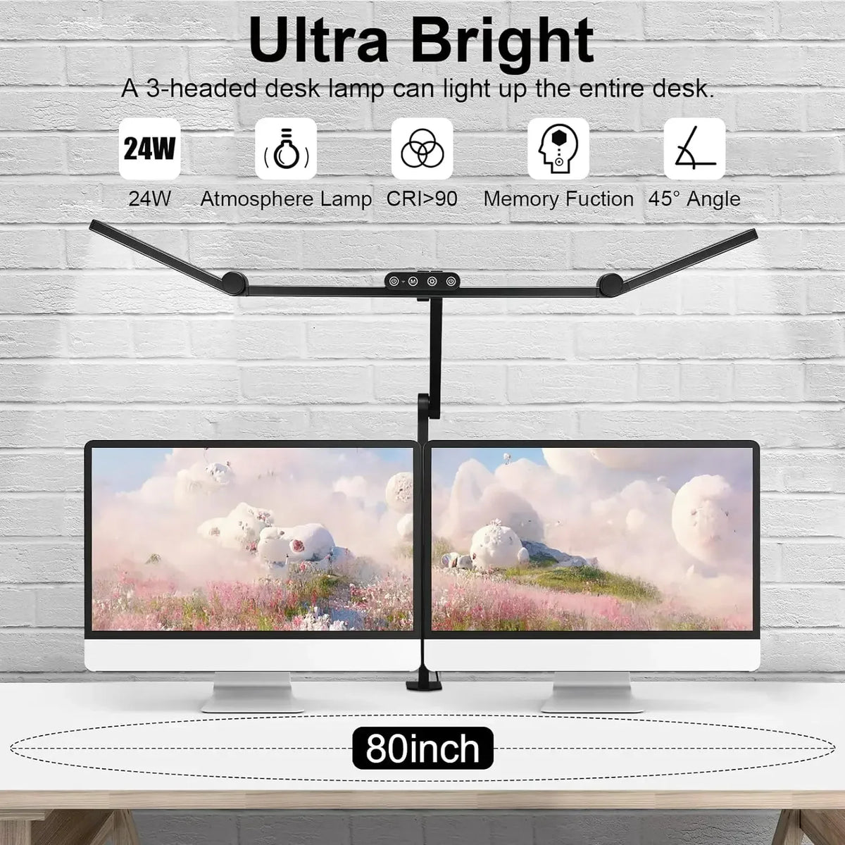 Led Desk Lamp with Clamp Architect Desk Lamp for Home Office 24W Ultra Bright Auto Dimming PC Light Stepless Dimming Table Light