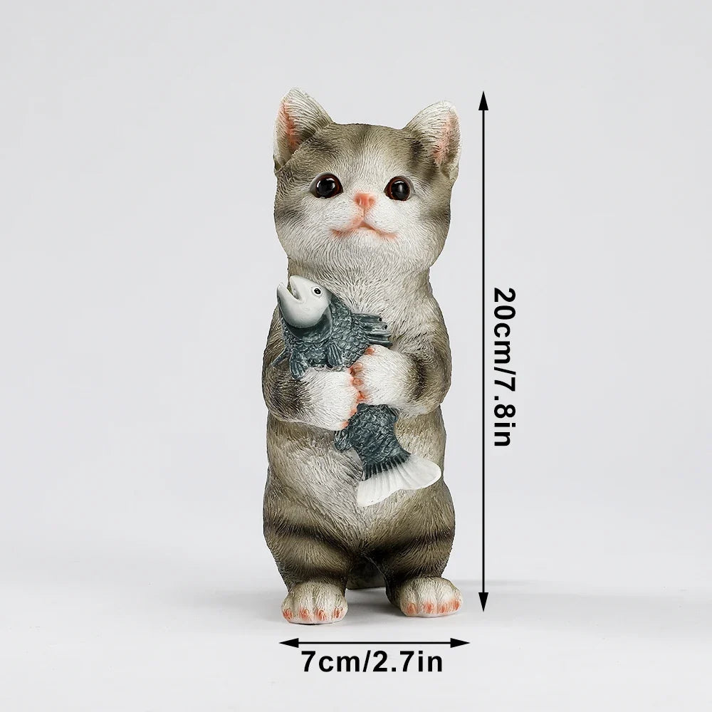 Cat Figurines Outdoor Garden Statues for Patio, Lawn Yard Decoration, Orange Cat Sculpture and Figurines Cat Lover Gifts Kitten