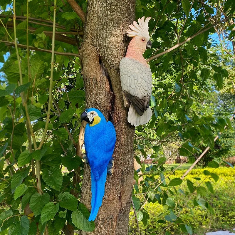 1pc Wall Mounted Parrot Statue, Simulation Outdoor Garden Resin Crafts,Landscaping DIY Garden Sculptures, Yard Lawn Home Decor