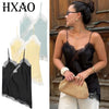 HXAO Asymmetrical Slip Top Women Summer 2025 Y2K Tanks & Camis Lace Black Off Shoulder Top Elegant Sleeveless Backless Camisole