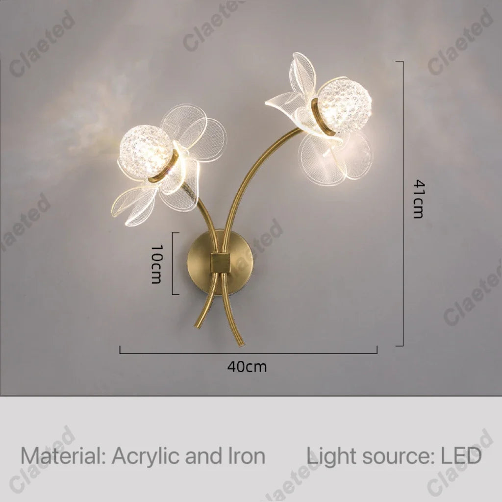 Flower Led Wall Lamps for Living Room Bedroom Bedside Sconce Light Modern Hallway Restaurant Background Decoration Lighting Deco