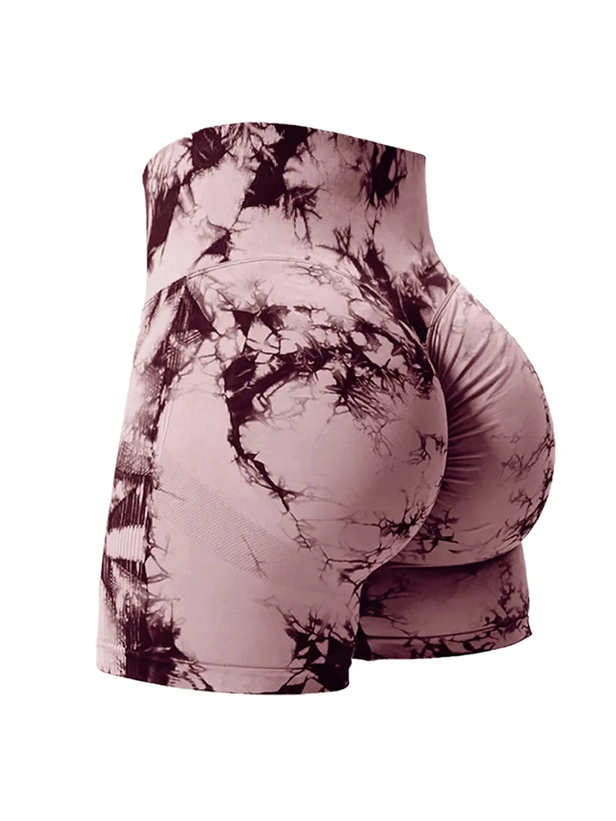 2PCS Tie Dye Butt Lifting Sexy Gym Shorts Woman Skinny Stretch High Waist Sport Shorts Casual Seamless