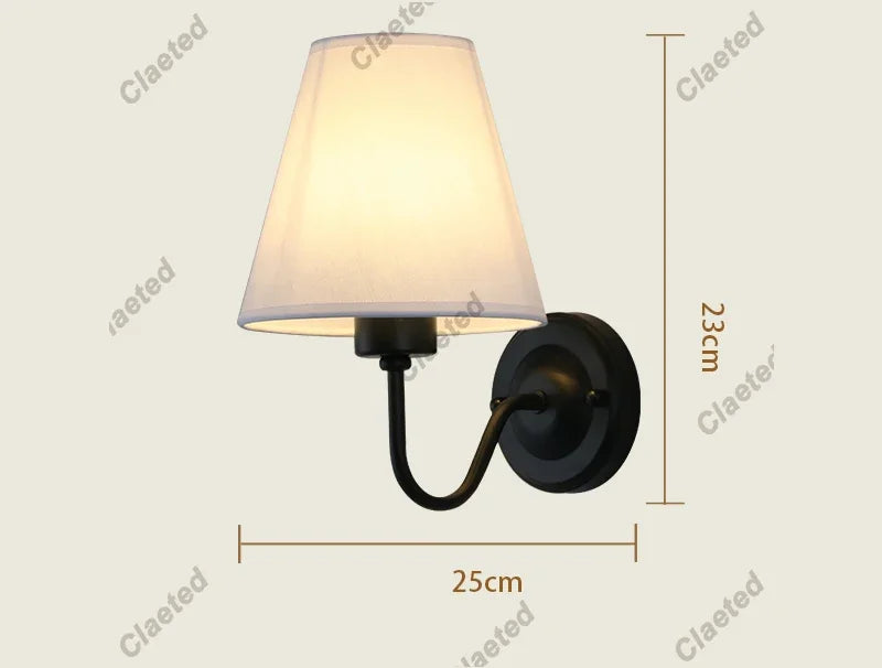 110V/220V Wall Lamp with LED E27 Bulb Fabric Lampshade Wall Sconces for Hotel Bedroom Bedside Living Room Stairs Home Decoration