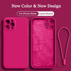 Square Silicone Case for IPhone 13 Pro Max 12 Mini Full Protector Silicone Ultra-Thin Shockproof Case Soft Scratch-Resistant Microfiber Lining Cover With Strap