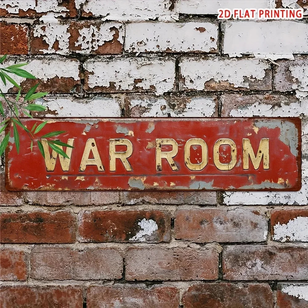 Retro War Room Metal Tin Sign - 4x16" 2D Flat Novelty Decor, Bar Garage Farmhouse Wall Art