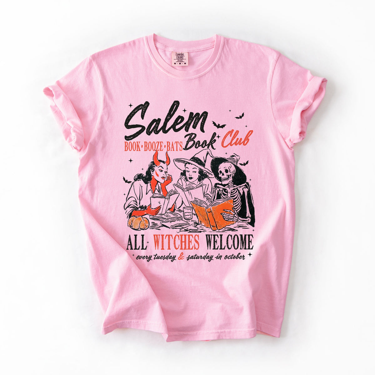 Salem Book Club All Witches Welcome Halloween Edition Cozy Book Lover Comfort Colors Tee