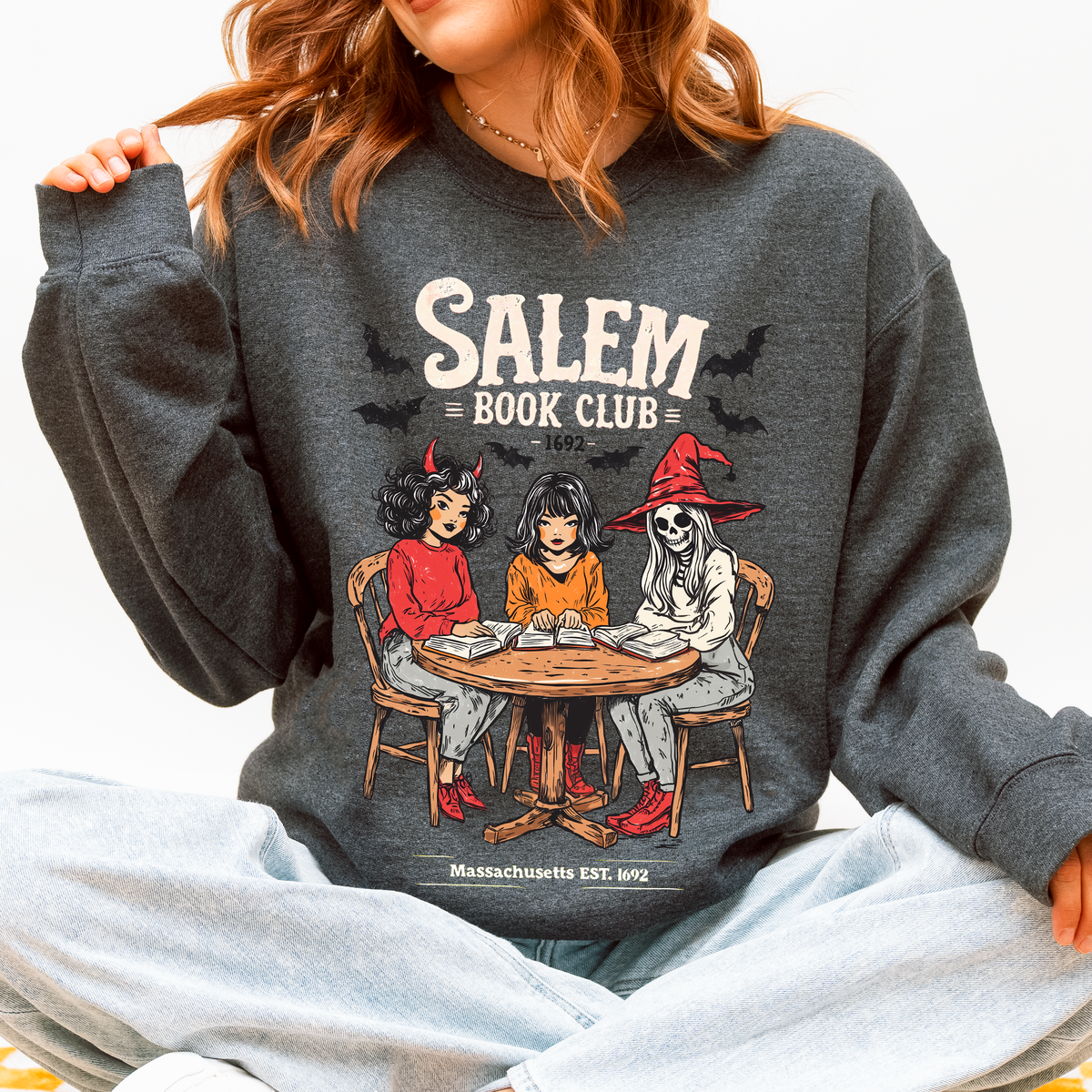Salem Book Club Halloween Reading Library BookTok Inspired Vintage Cozy Sweatshirt