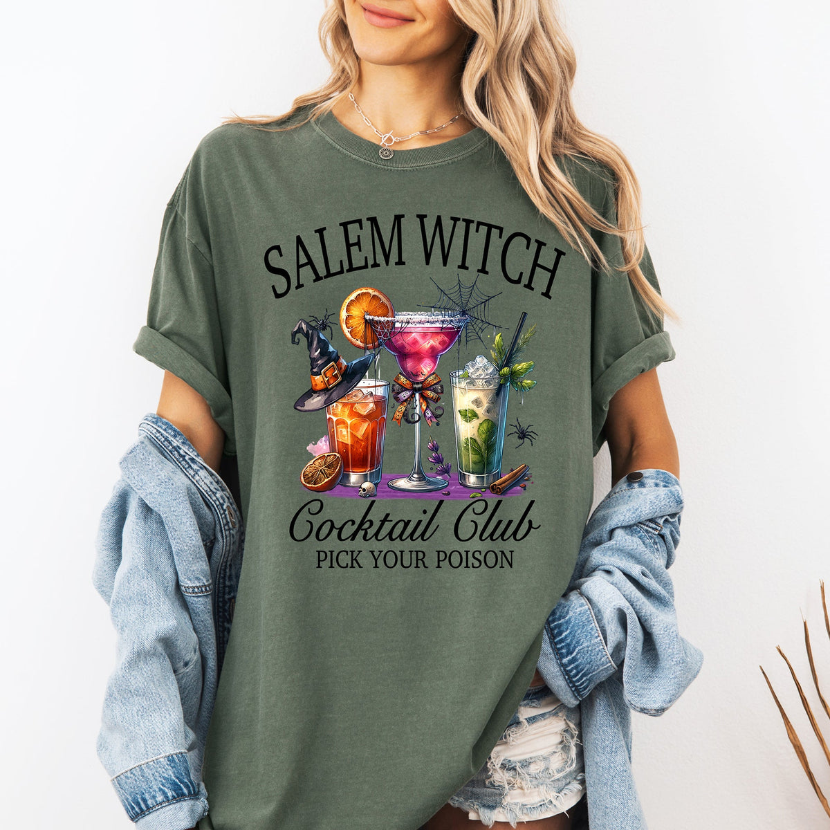 Salem Witch Cocktail Club Funny Halloween Drinks Party Limited Edition Comfort Colors Tee