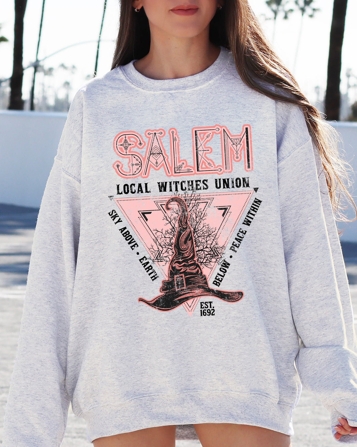 Salem Witches Union 1692 Halloween Sky Above Earth Below Peace Within Local Witch Union Sweatshirt