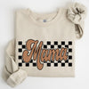 Mama Retro Checkered Soft Fleece Inside Vintage Style Everyday Comfort Sweatshirt