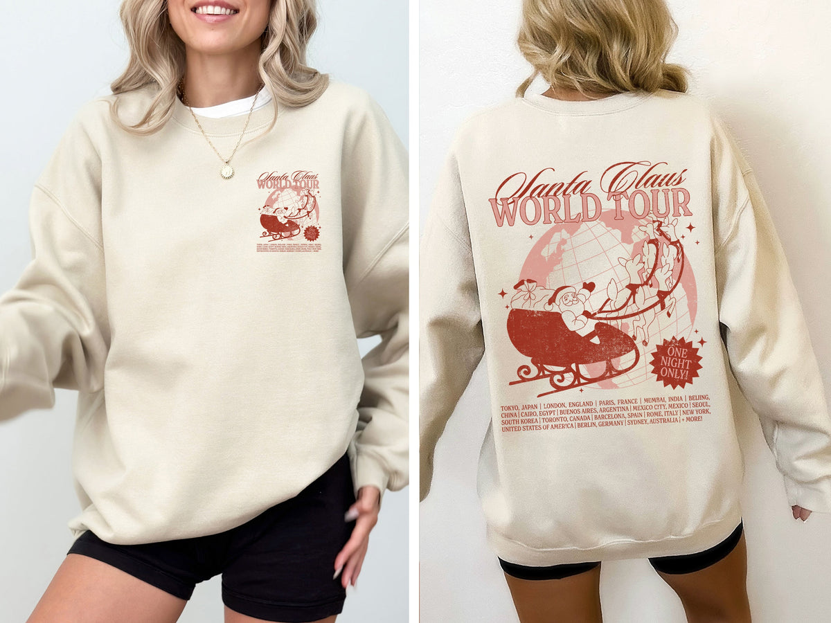 Santa Claus World Tour Christmas Sleigh Reindeer Magic Winter Holiday Tour Edition Sweatshirt