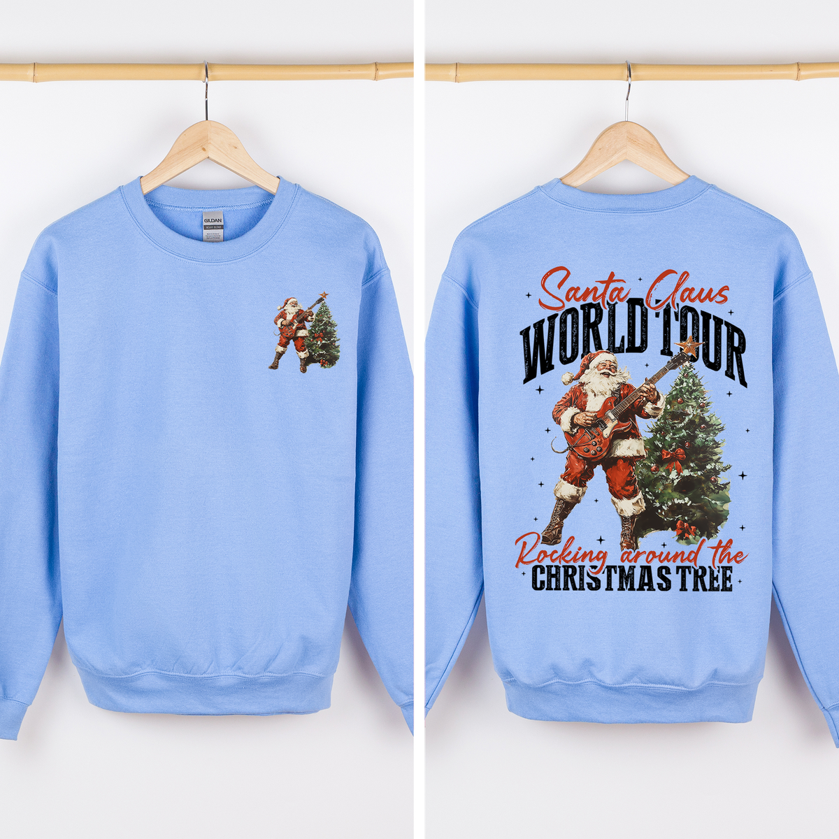 Santa Claus World Tour Front And Back Reading Christmas Library Lovers Sweatshirt