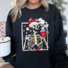 Santa Skeleton Coffee Retro Christmas Cozy Holiday Vintage Cartoon Festive Sweatshirt