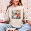 Santa And Snowman Christmas Sketch Vintage Retro Nostalgic Cozy Whimsical Sketchy Holiday Vibe Art Print Sweatshirt