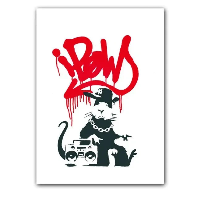 Girl and Red Balloon Banksy Art Nordic Characters Canvas Painting  Mural  Poster Living Room Bedroom Bar Home Decoration