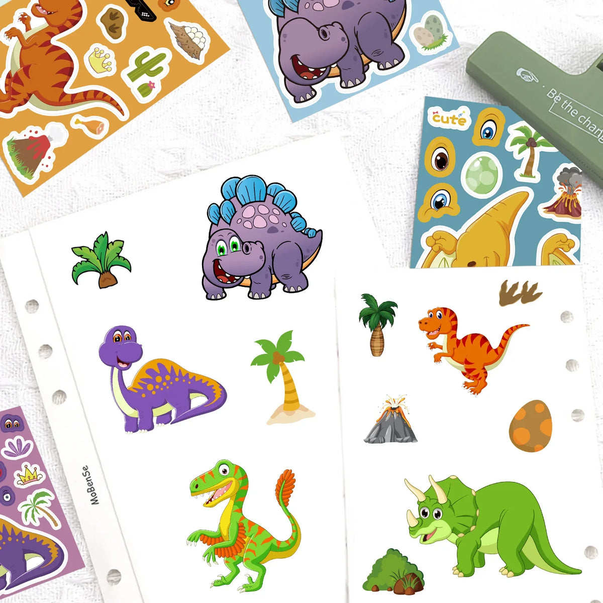 8/16/24PCS Cute Dinosaur Puzzle Stickers, Face Stickers Handmade DIY Creative Personalized Decoration Waterproof Sticke