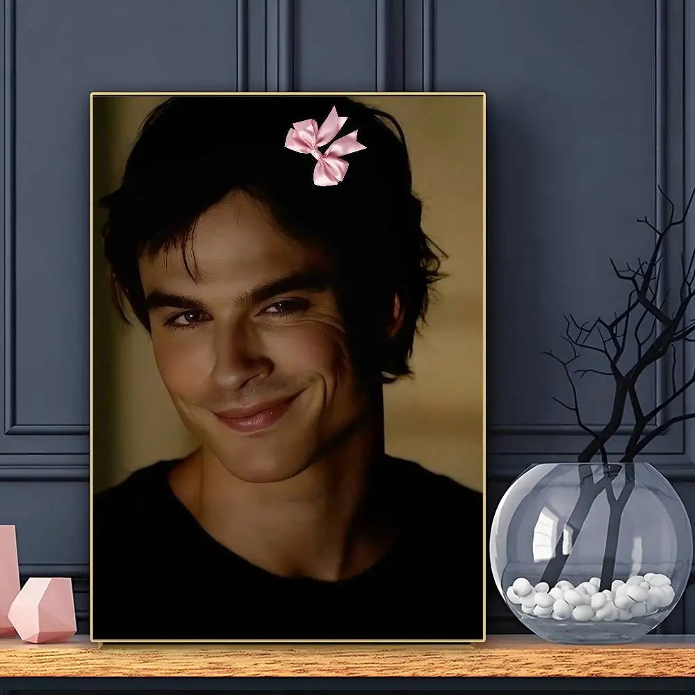 Damon Salvatore The Vampire Diaries Poster Sticky Wall Art Printing Waterproof Home Living Bed Room Bar Aesthetic Decor