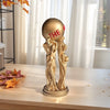 1 Piece of Light Luxury Three-Person Ball-Holding Art Ornament, Golden Texture, Ball Engraved with the World Is Yours, Inspirational Atmosphere Display Piece for Living Room Tabletop