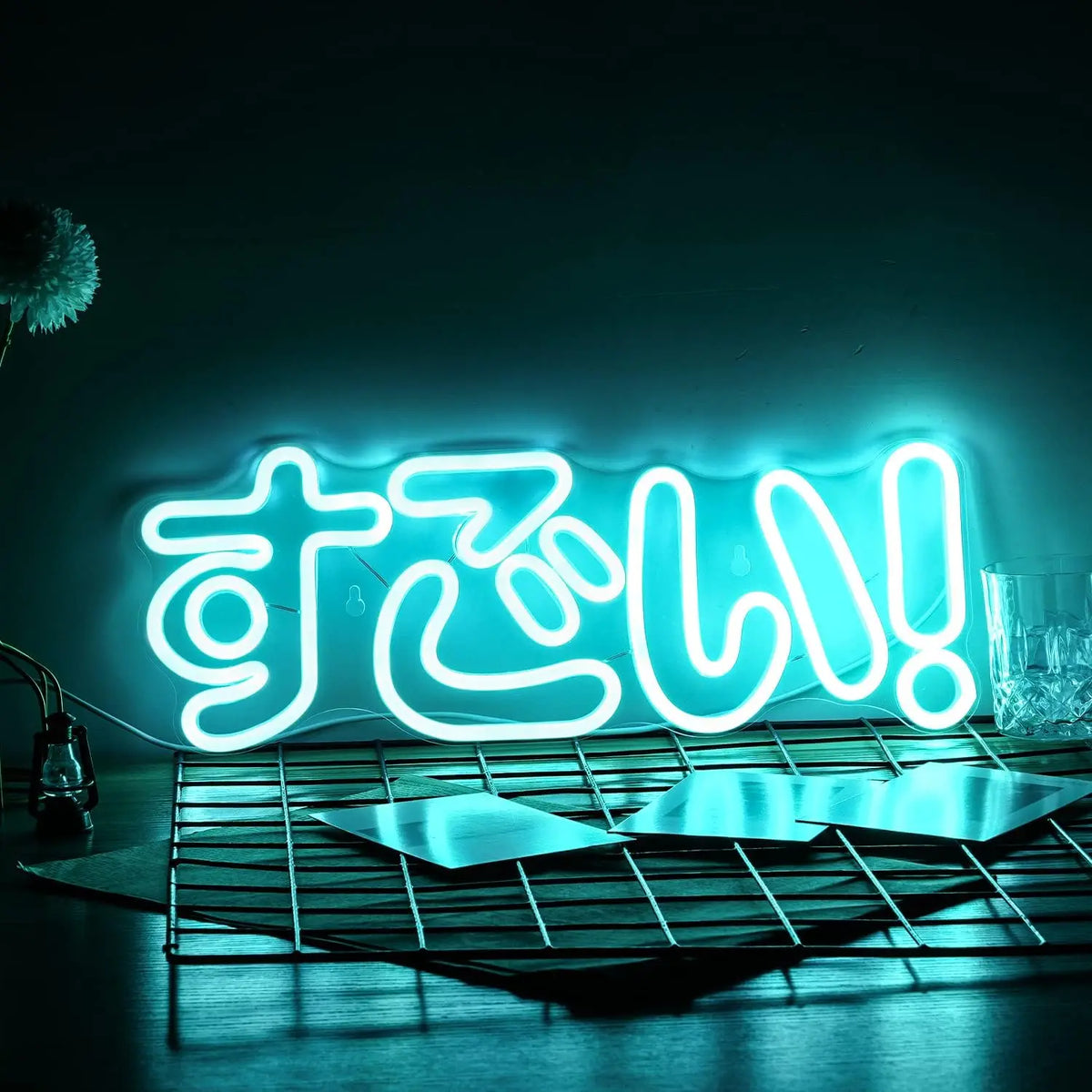 Terrific Neon Sign LED Japanese Neon Sign Ice Blue for Wall Decoration Neon Wall Decor Party Room Club Birthday Halloween Gift