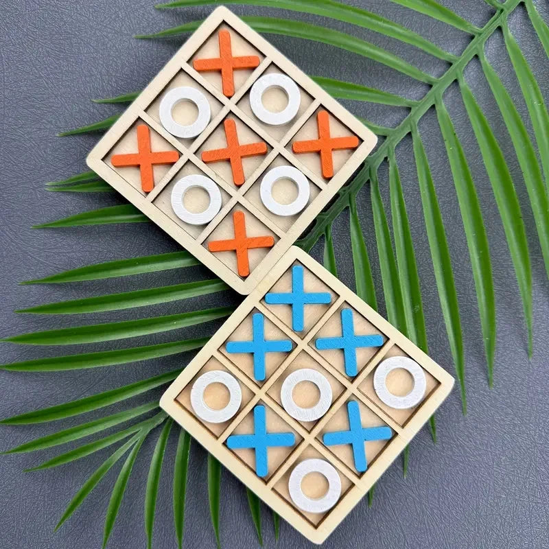 Wooden Tic Tac Toe Puzzle Game for Two Players Interactive Logic & Strategy Board Game Family Party Birthday Boys & Girls Gift