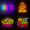 Fast Food Neon Signs, Pizza And Hot Dog Food Icons, Usb Powered, Used For Store, Kitchen, Fast Food Restaurant Wall Decor.