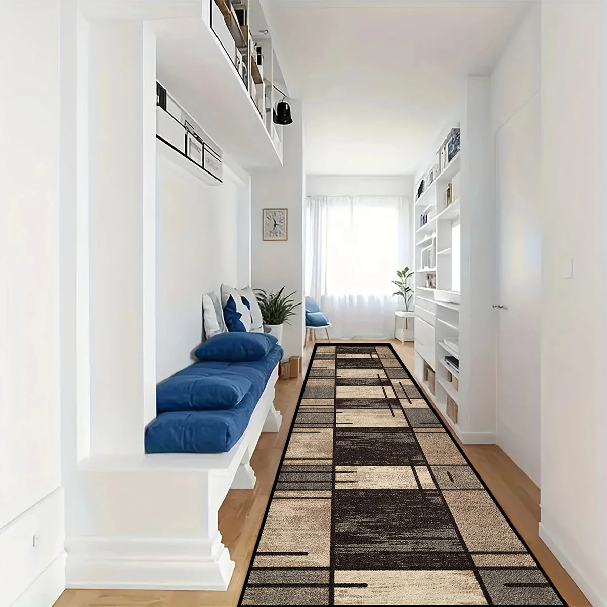 VIKAMA Simple Check Pattern Floor Mat For Kitchen, Corridor, Long Floor Pad, Anti-Slip And Easy To Clean Home Decoration