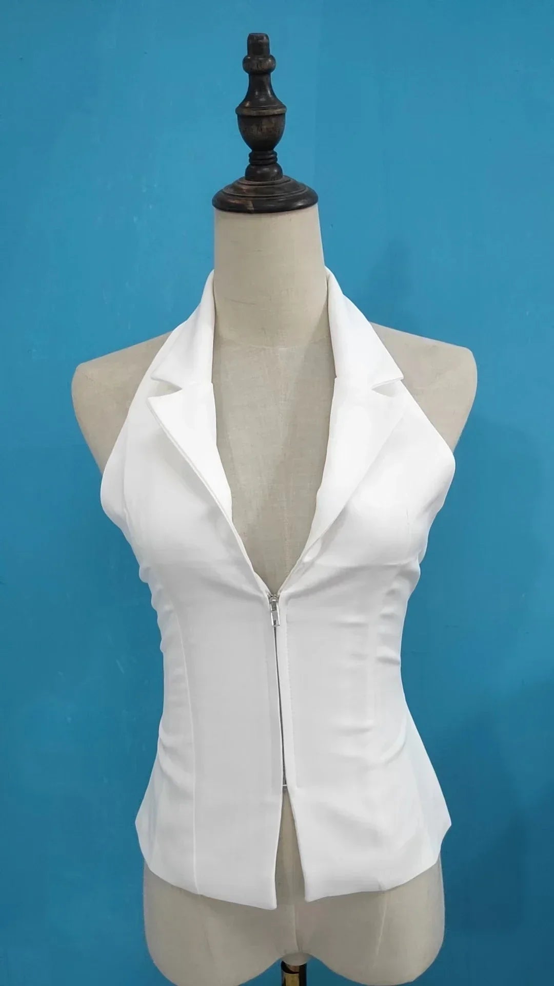 2025 Summer Women’s Sleeveless Zip Front Vest | Lapel Waistcoat for Office Casual Outing | Black/White Daily Versatile
