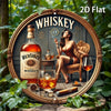 1pc Vintage Whiskey-Themed Round Metal Sign - Female Whiskey Lady & James Bond-Inspired Logo Design, Scotch & Bourbon Art