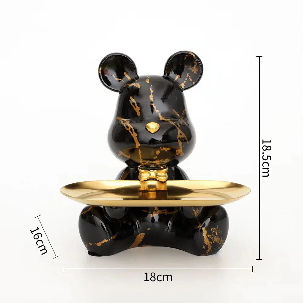 2025 New Graffiti Bear Figurine Home Decoration Animal Statue Keys Storage Shelf Modern Room Sculpture Table Decor Statues Gift
