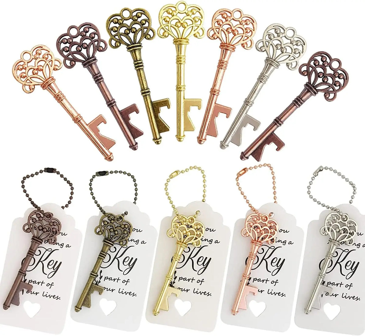 50Pcs Crown Key Bottle Opener Beer Wine Opener Wedding Favors Gifts for Guests Rustic Home  Party Decoration Gift