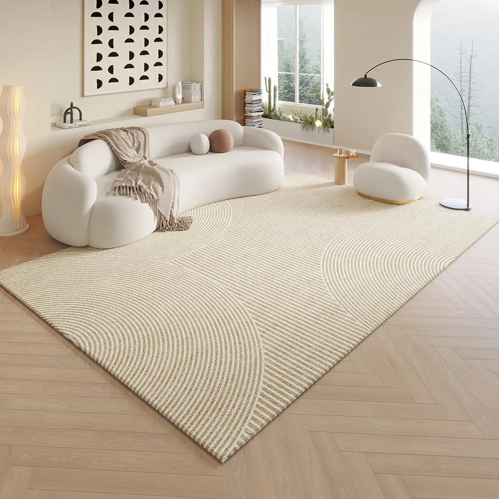 VIKAMA Cream Style Lineage Living Room Floor Mat Anti-Slip Home Decoration Large Size Sofa Coffee Table Rug Bedroom Carpet