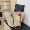 Women Braided Basket Clutches Top-handle Bag Large Straw Portable Shoulder Bag Summer Beach Party Purses Shopper Satchel Female
