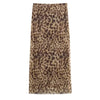 Women Leopard Tulle Midi Skirt Summer Fashion High Waist Elasticated Waistband Long Skirts Streetwear