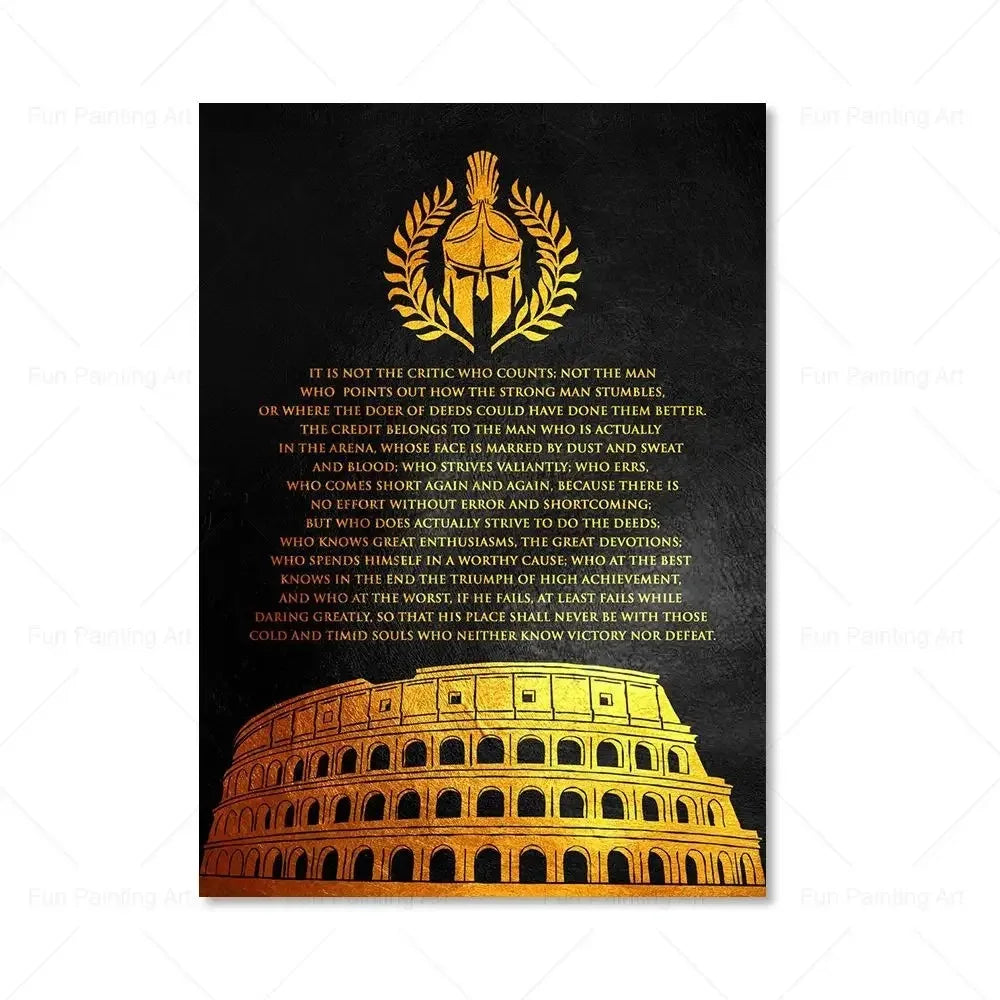 Motivational Quote Art Posters for Wall Black Golden Letters Inspiring Canvas Painting Wall Art Picture Office Living Room Decor