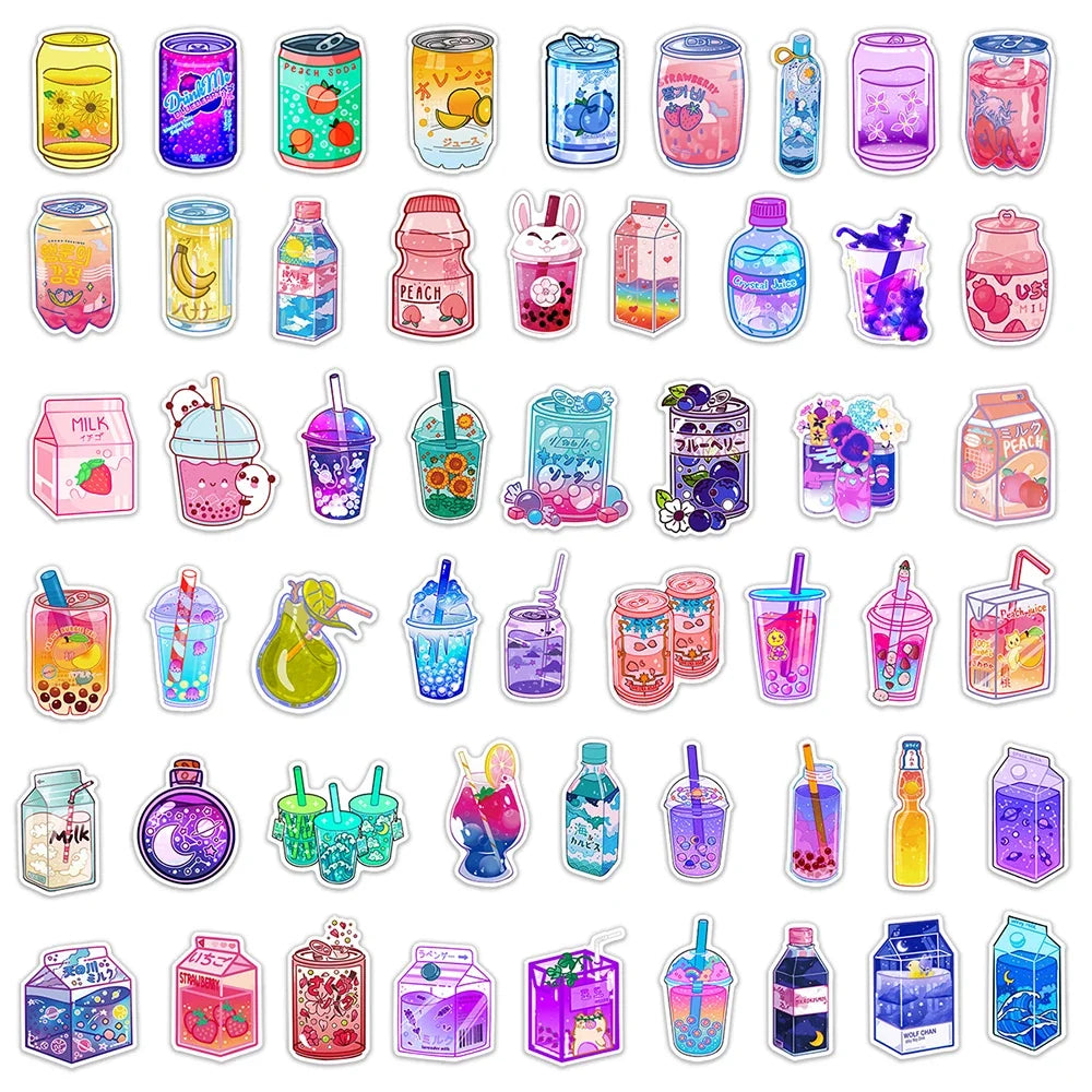 10/30/50PCS INS Cute Drink Aesthetic Stickers Cartoon Decal Scrapbook Laptop Phone Luggage Diary Car Decoration Sticker Kid Toy