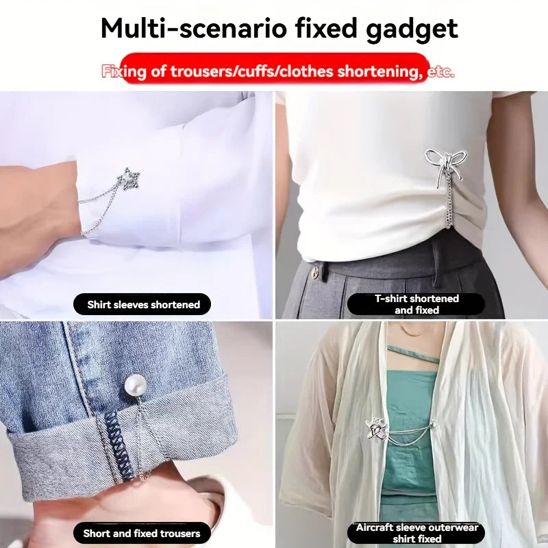 Women'S Adjustable Clothes Clips with Butterfly Decorations - Instant Sleeve Shortening, Suitable for Shirts, Dresses, Pants