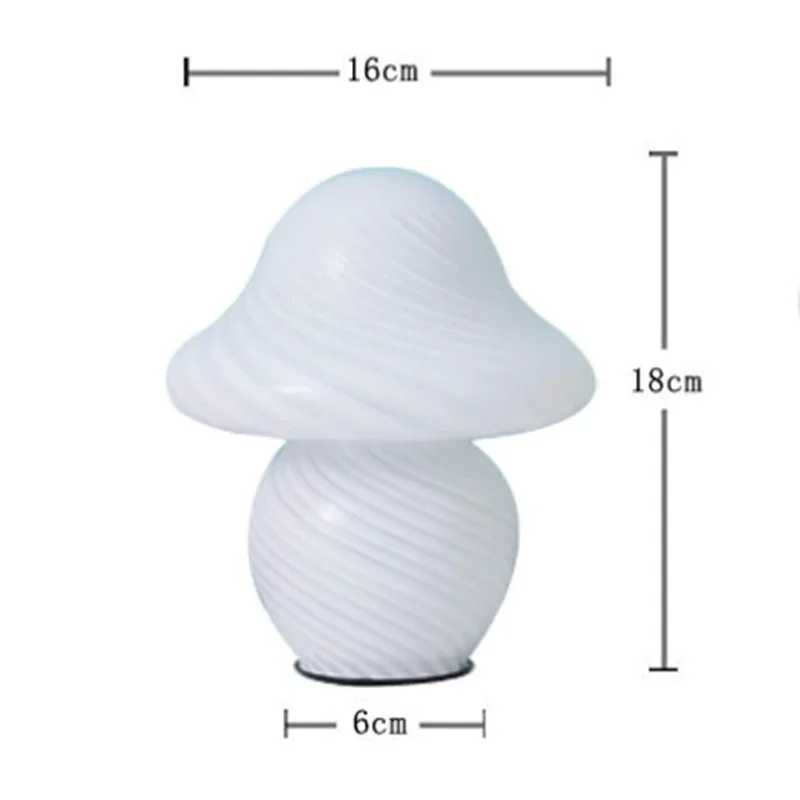 Mushroom LED Table Lamp American Medieval Mushroom Lamp Vintage Striped Glass Table Lamp Retro Bedside Bedroom Atmosphere Light