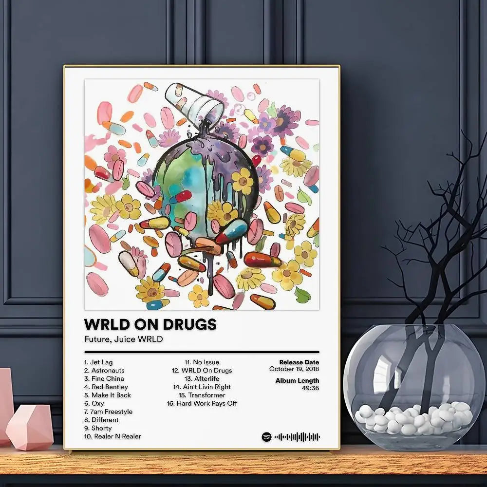 Rapper J-Juice W-WRLD Poster HD Art Sticky Wall Waterproof Home Living Room Bar Decoration