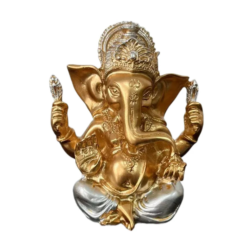 1 Exquisite Indian Ganesha Golden Statue Ornament, a Good Item for Blessing and Good Fortune in the Home, Indian Art Style Decoration