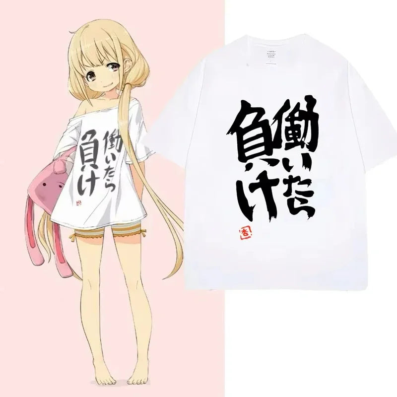 Anime Futaba Anzu Same Print T Shirt Chinese Word Cosplay Style T Shirts  Fashion Summer Women Tees Streetwear women clothes
