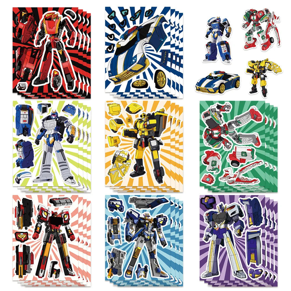 8/16/24PCS Machine Warrior Puzzle Stickers DIY Handicraft Notebook Stationery Helmet Stickers