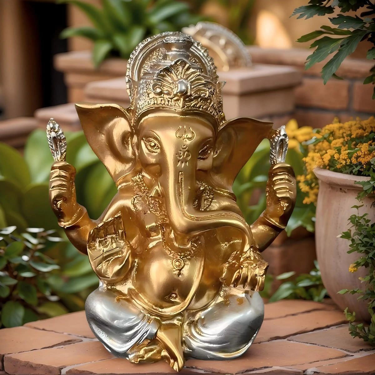 1 Exquisite Indian Ganesha Golden Statue Ornament, a Good Item for Blessing and Good Fortune in the Home, Indian Art Style Decoration